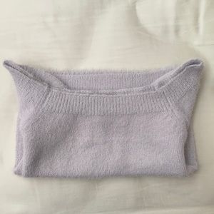 Kendall & Kylie Grey Fuzzy Cropped Sweater